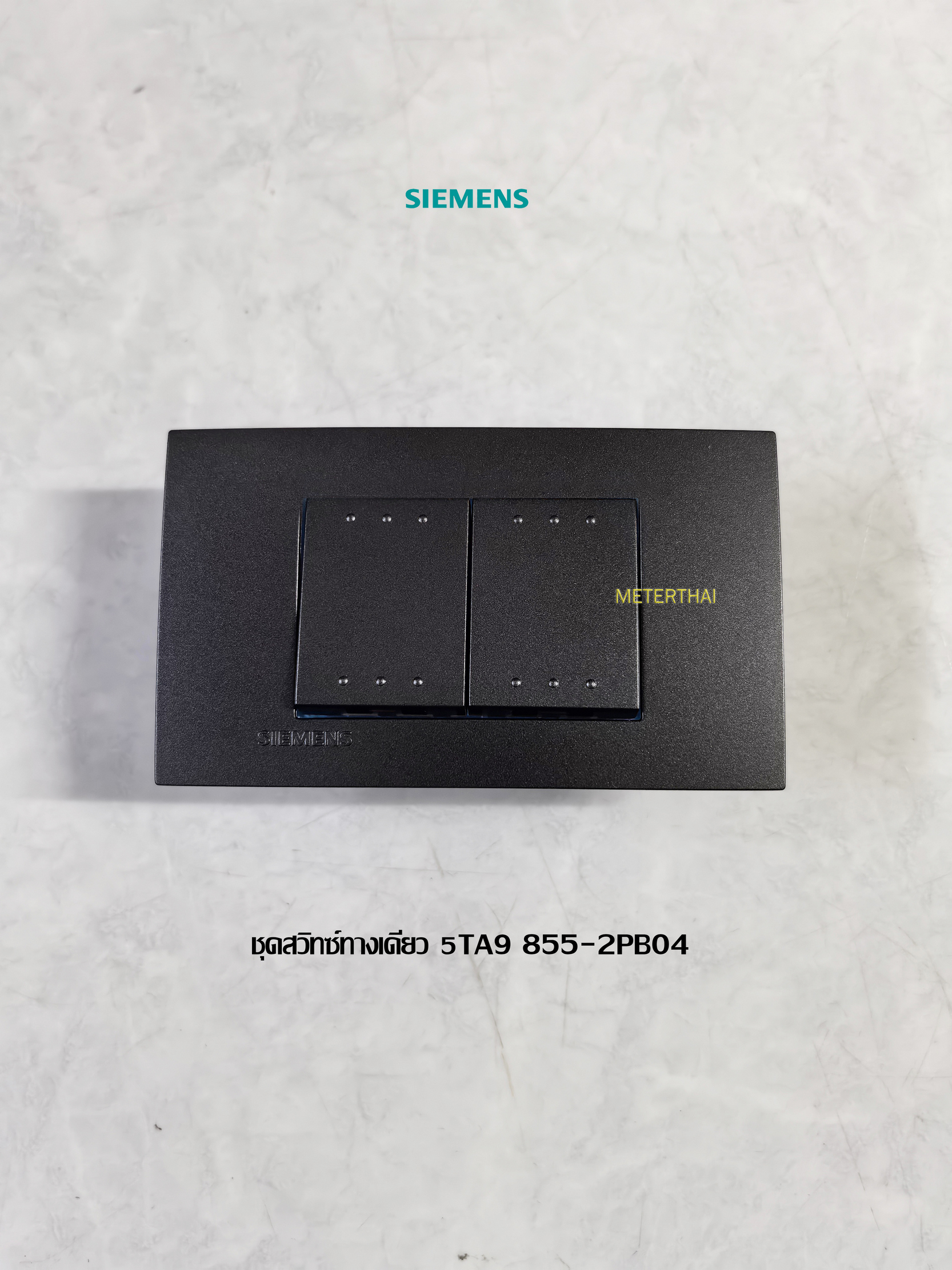 SIEMENS DELTA azio 5TA9 855-2PB04 ชุดสวิทซ์ทางเดียว 2 ตัว พร้อมหน้ากาก 2x4 สีดำ Metallic Carbon